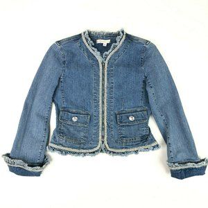 90s Rhinestone Trim Denim Jacket